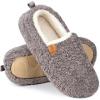 EverFoams Women’s Soft Curly Full Slippers Memory Foam Lightweight House Shoes Cozy Loafer with Polar Fleece Lining(Grey)