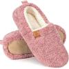 EverFoams Women’s Soft Curly Full Slippers Memory Foam Lightweight House Shoes Cozy Loafer with Polar Fleece Lining(Pink)