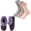 EverFoams Women’s Winer Slipper Socks Set – Women’s Bootie Slippers (Size 8, Purple) – Cozy Chenille Socks 3-Pair Set (Free Size, Misty Pastels)