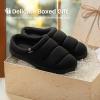EverFoams Women’s Cozy Waffle Slippers Soft Quilted Memory Foam Indoor House Shoes(Dark Black)