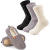 EverFoams Warm Women’s Slippers Socks Set – Soft Full Cozy Loafer Slippers (Size 9-10, Grey) – Cozy Chenille Socks 3-Pair Set (Free Size, Timeless Mix)