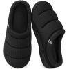 EverFoams Women’s Cozy Waffle Slippers Soft Quilted Memory Foam Indoor House Shoes(Dark Black)
