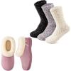 EverFoams Women’s Winer Slipper Socks Set – Women’s Microsuede Slippers (Size 7-8, Pink) – Cozy Chenille Socks 3-Pair Set (Free Size, Timeless Mix)