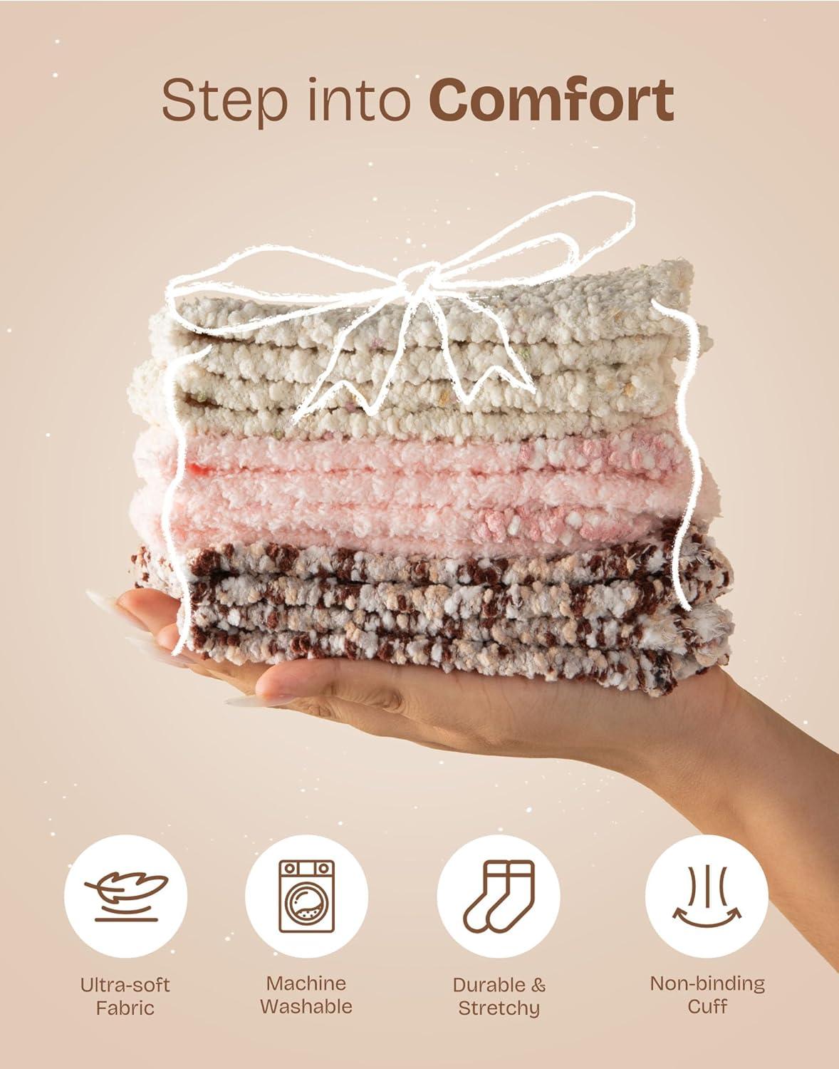 imageEverFoams Womens Winer Slipper Socks Set Womens Microsuede Slippers Size 910 Tan Cozy Chenille Socks 3Pair Set Free Size Cute Girly