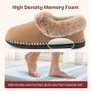 EverFoams Women’s Bootie Slippers Warm Soft Comfy Memory Foam Non-slip Indoor House Shoes with Fluffy Collar(Tan)