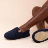 EverFoams Women’s Soft Curly Full Slippers Memory Foam Lightweight House Shoes Cozy Loafer with Polar Fleece Lining(Dark Navy)