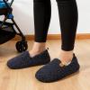 EverFoams Women’s Soft Curly Full Slippers Memory Foam Lightweight House Shoes Cozy Loafer with Polar Fleece Lining(Dark Navy)