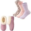 EverFoams Women’s Winer Slipper Socks Set – Women’s Microsuede Slippers (Size 9-10, Pink) – Cozy Chenille Socks 3-Pair Set (Free Size, Fairy Fluff)