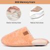 EverFoams Women’s Fuzzy Slip-on Slippers Warm Cozy Soft Lightweight Memory Foam Indoor House Shoes(Peach)