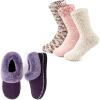 EverFoams Women’s Winer Slipper Socks Set – Women’s Bootie Slippers (Size 6, Purple) – Cozy Chenille Socks 3-Pair Set (Free Size, Cute Girly)