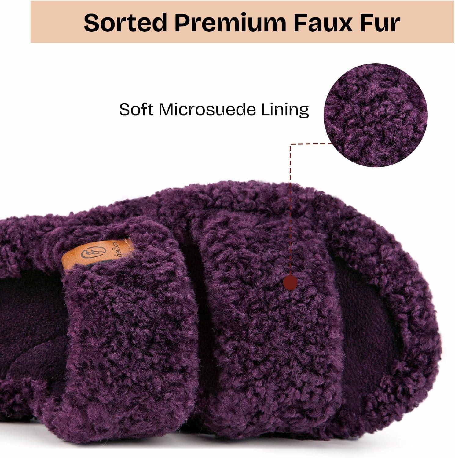 imageEverFoams Womens Slipper Socks Combo Fuzzy Opentoe Slippers Size 78 Dark Purple Cozy Chenille Socks 3Pair Set Free Size Cute Girly