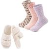 EverFoams Women’s Set of 2 Pairs Slipper Socks – Chic Open Toe Slippers (Size 9-10, Cream White) – Cozy Chenille Socks 3-Pair Set (Free Size, Fairy Fluff)