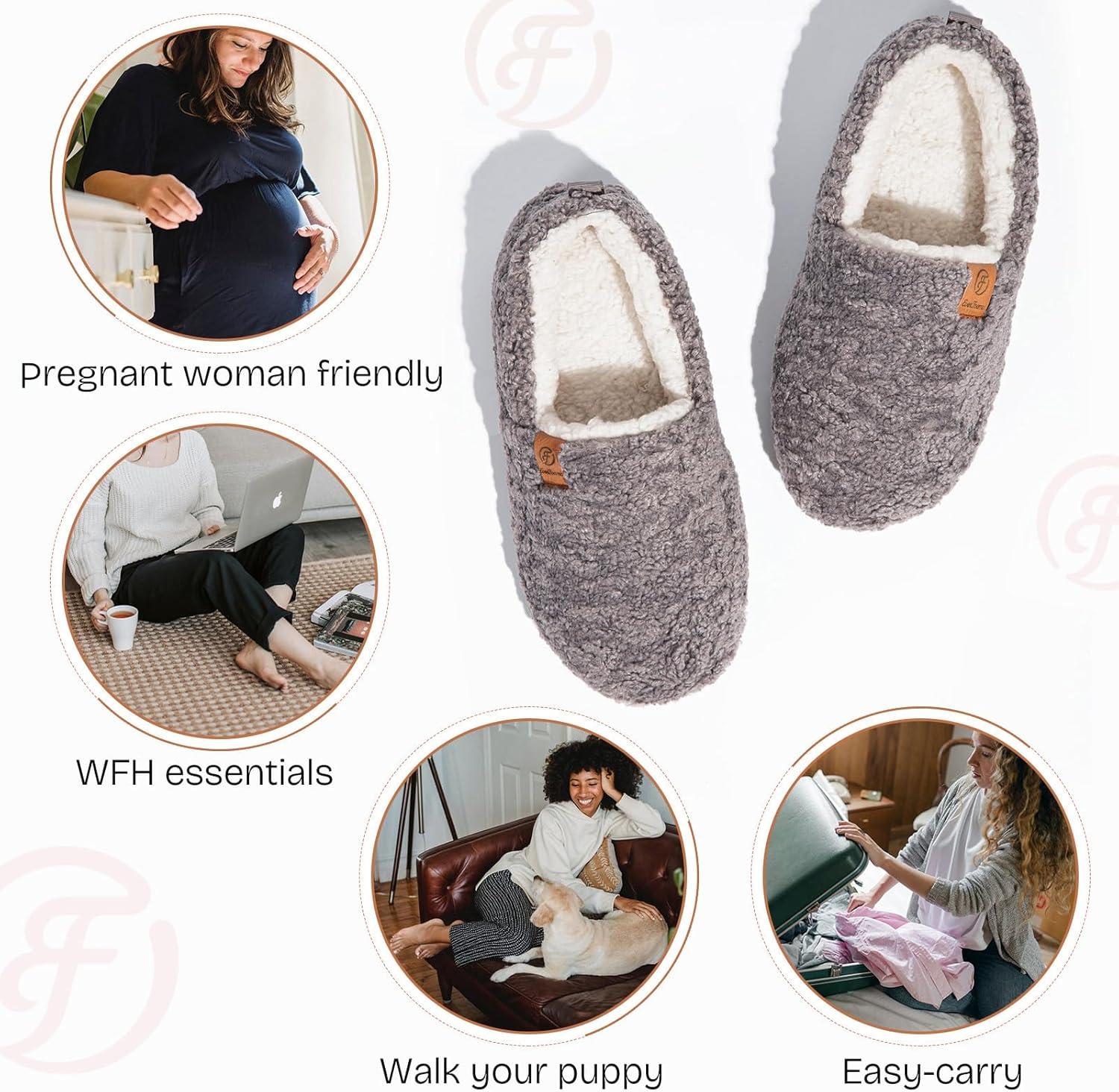 imageEverFoams Warm Womens Slippers Socks Set Soft Full Cozy Loafer Slippers Size 910 Grey Cozy Chenille Socks 3Pair Set Free Size Fairy Fluff