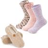 EverFoams Warm Women’s Slippers Socks Set – Soft Full Cozy Loafer Slippers (Size 8.5, Khaki) – Cozy Chenille Socks 3-Pair Set (Free Size, Fairy Fluff)
