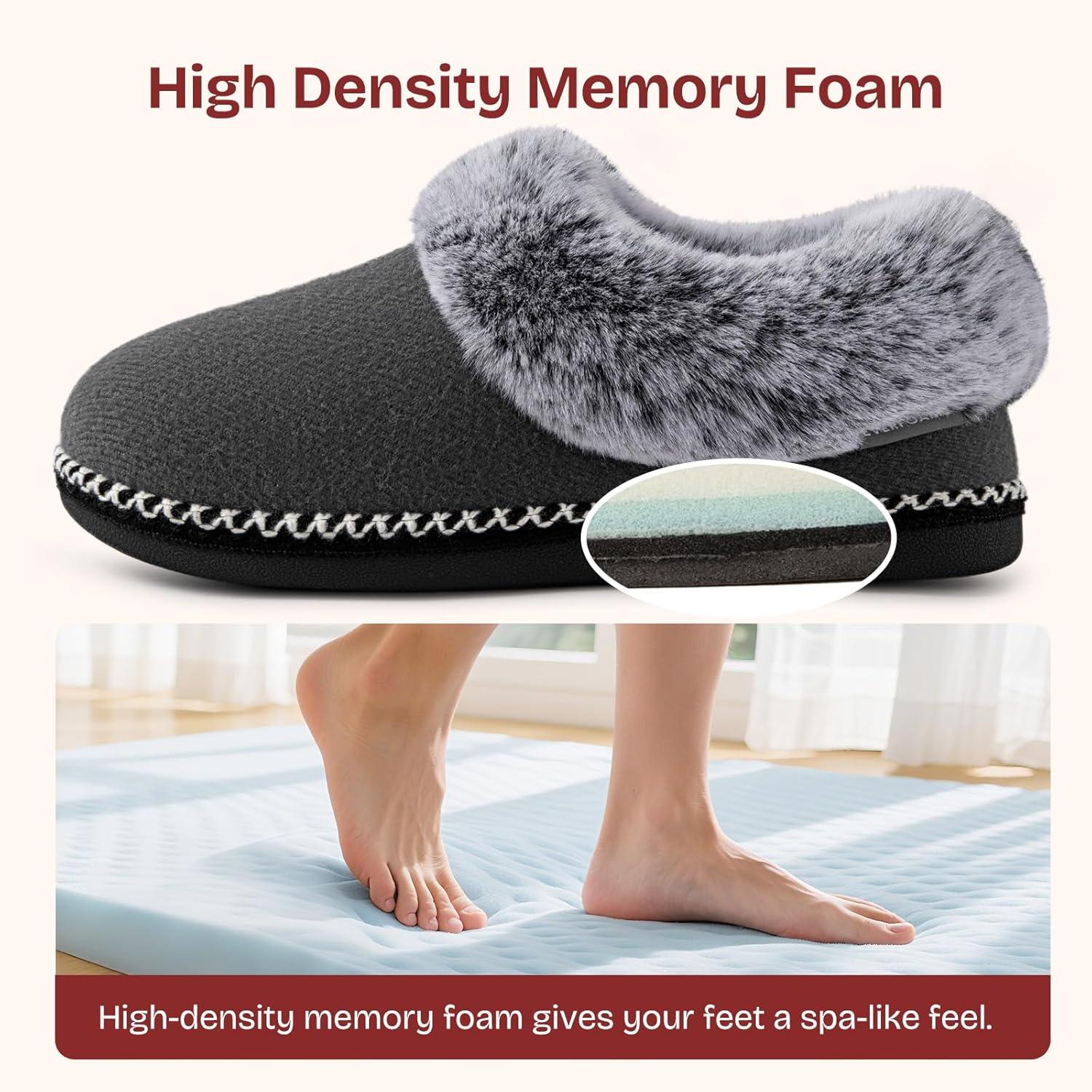 imageEverFoams Womens Set of 2 Pairs Womens Bootie Slippers Size 10 Grey Microsuede Cozy Memory Foam Slippers Size 8 Baby Pink