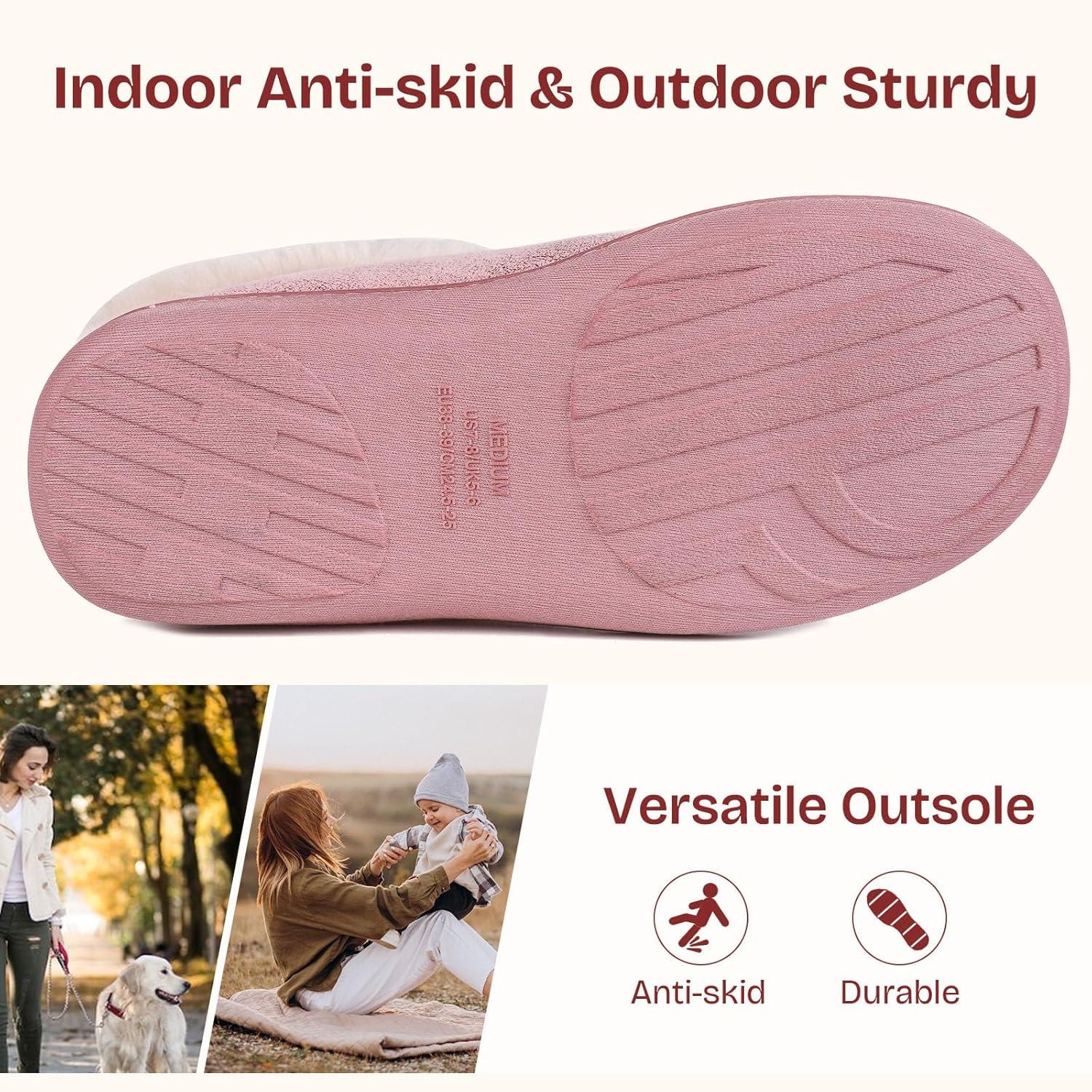 imageEverFoams Womens Set of 2 Pairs Womens Bootie Slippers Size 10 Grey Microsuede Cozy Memory Foam Slippers Size 8 Baby Pink