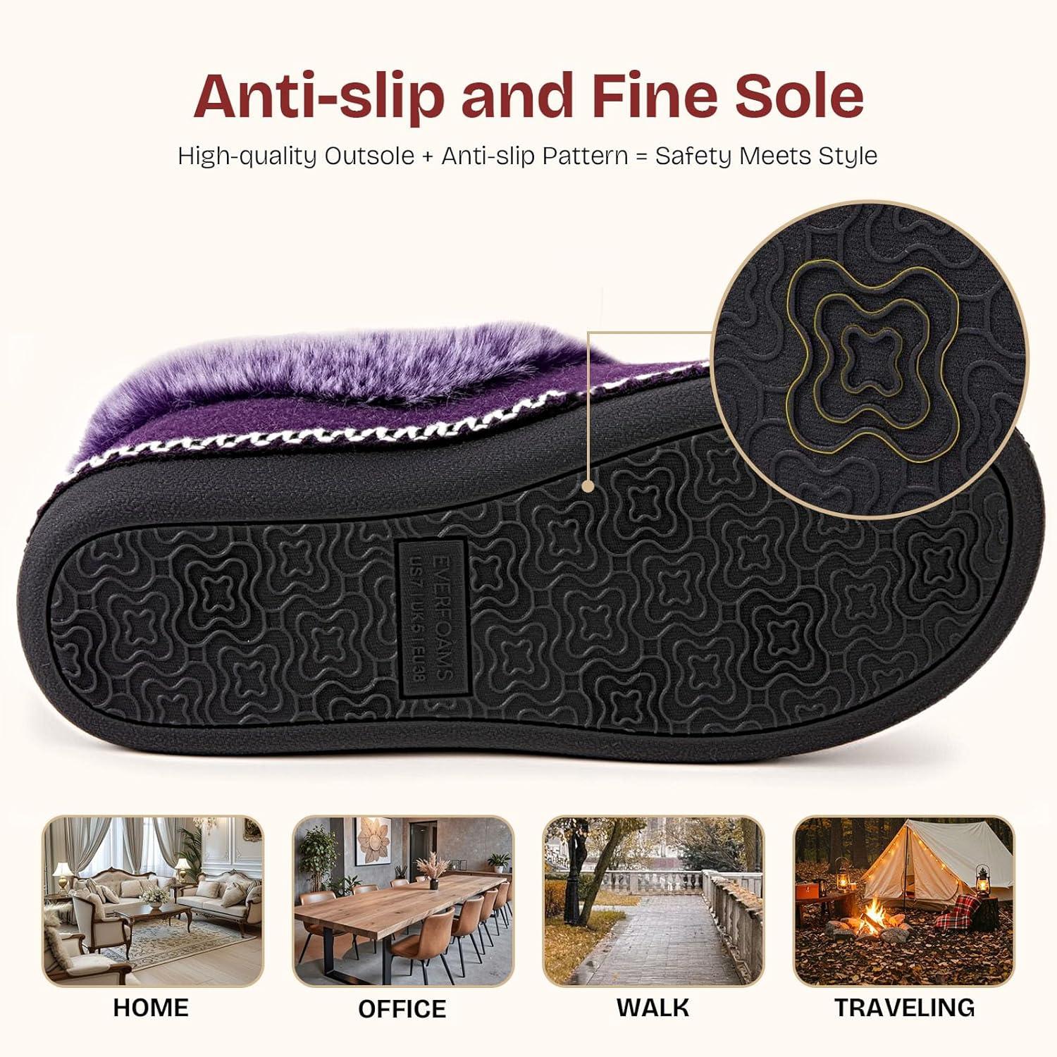 imageEverFoams Womens Set of 2 Pairs Womens Bootie Slippers Size 10 Purple Microsuede Cozy Memory Foam Slippers Size 7 Grey