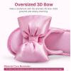 EverFoams Women’s Satin Open-Toe Bow Slippers Memory Foam Indoor Bedroom House Shoes(Pink Macaron)