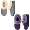 EverFoams Women’s Set of 2 Pairs – Women’s Bootie Slippers (Size 10, Purple) – Microsuede Cozy Memory Foam Slippers (Size 7, Grey)