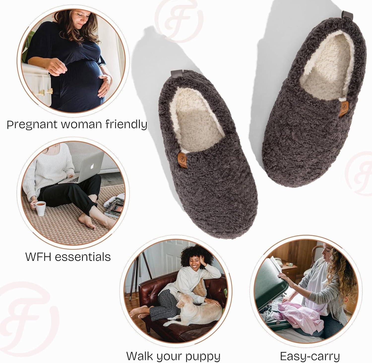 imageEverFoams Warm Womens Slippers Socks Set Soft Full Cozy Loafer Slippers Size 910 Dark Grey Cozy Chenille Socks 3Pair Set Free Size Fairy Fluff