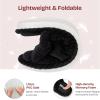 EverFoams Women’s Open-Toe Bow Slippers with Memory Foam Indoor House Non-Slip Sole(Velvet Black)