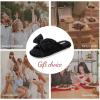 EverFoams Women’s Open-Toe Bow Slippers with Memory Foam Indoor House Non-Slip Sole(Velvet Black)