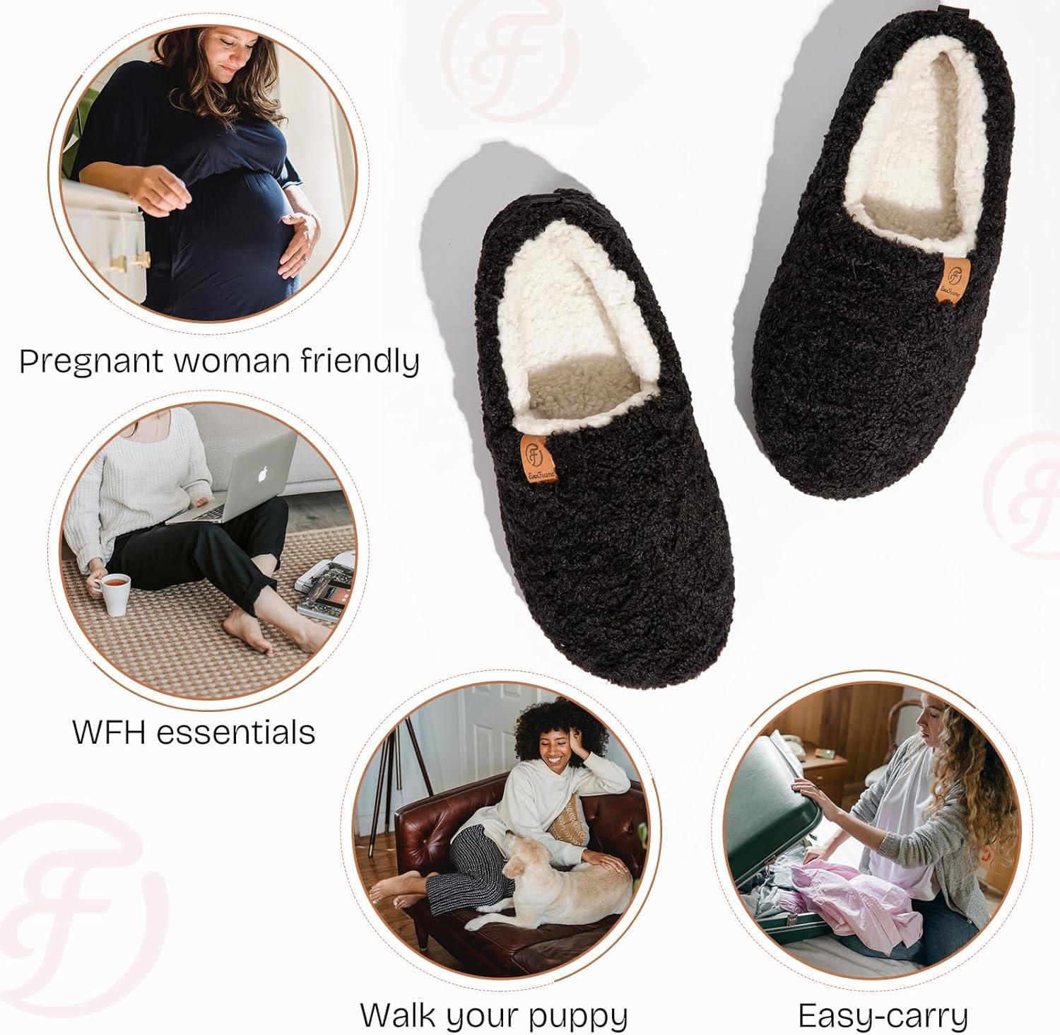 imageEverFoams Warm Womens Slippers Socks Set Soft Full Cozy Loafer Slippers Size 85 Black Cozy Chenille Socks 3Pair Set Free Size Misty Pastels