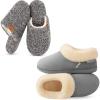 EverFoams Women’s Slippers Set- Microsuede Slippers(Grey, Size 9-10) – Fuzzy Slip-on Slippers(Grey, Size 9-10)