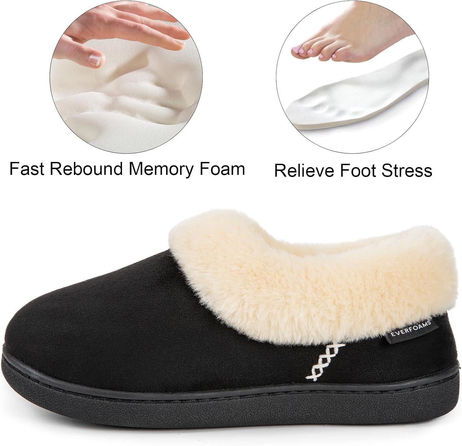 imageEverFoams Womens Slippers Set Microsuede SlippersBlack Size 78 Fuzzy Slipon SlippersCream White Size 78