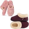 EverFoams Women’s Slippers Set- Microsuede Slippers(Purple, Size 9-10) – Fuzzy Slip-on Slippers(Pink, Size 9-10)