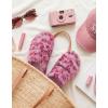 EverFoams Womens Fuzzy Open-toe Slippers Soft Comfy Memory Foam Indoor House Shoes(Diva Wild Pink)