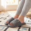 EverFoams Women’s Fuzzy Open Toe Slippers Comfy Soft Memory Foam Indoor House Shoes(Ash Gray)