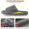 EverFoams Women’s Fuzzy Open Toe Slippers Comfy Soft Memory Foam Indoor House Shoes(Ash Gray)