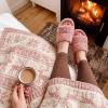 EverFoams Women’s Fuzzy Open Toe Slippers Comfy Soft Memory Foam Indoor House Shoes(Blush Pink)