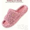 EverFoams Women’s Fuzzy Open Toe Slippers Comfy Soft Memory Foam Indoor House Shoes(Blush Pink)