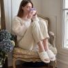 EverFoams Women’s Fuzzy Open Toe Slippers Comfy Soft Memory Foam Indoor House Shoes(Cream White)