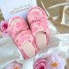 EverFoams Women’s Fuzzy Open Toe Slippers Comfy Soft Memory Foam Indoor House Shoes(Whisper Pink Tie-dye)