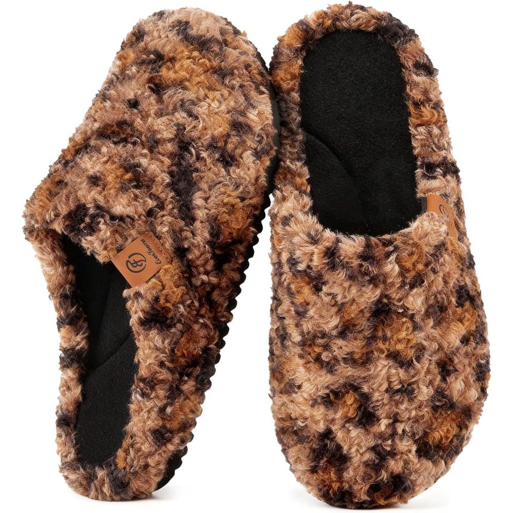 imageEverFoams Womens Fuzzy Clog Slippers with Slip on Footbed for Indoor OutdoorDiva Spots