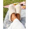 EverFoams Women‘s Fuzzy Clog Slippers with Slip on Footbed for Indoor Outdoor(Almond Ivory)