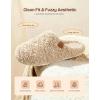 EverFoams Women‘s Fuzzy Clog Slippers with Slip on Footbed for Indoor Outdoor(Butter Beige)