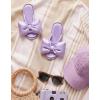 EverFoams Women’s Satin Open-Toe Bow Slippers Memory Foam Indoor Bedroom House Shoes(Mist Lavender)