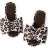 EverFoams Women’s Satin Open-Toe Bow Slippers Memory Foam Indoor Bedroom House Shoes(Wildcat Print)