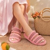 EverFoams Women’s Fuzzy Open Toe Slippers Comfy Soft Memory Foam Indoor House Shoes(Blush Weave)