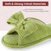 EverFoams Women’s Open-Toe Bow Slippers with Memory Foam Indoor House Non-Slip Sole(Green Olive)