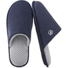 EverFoams Men’s Cotton Knit Slippers Lightweight Memory Foam Indoor Breathable House Shoes with Anti-Skid Sole(Navy Blue)