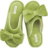 EverFoams Women’s Open-Toe Bow Slippers with Memory Foam Indoor House Non-Slip Sole(Green Olive)