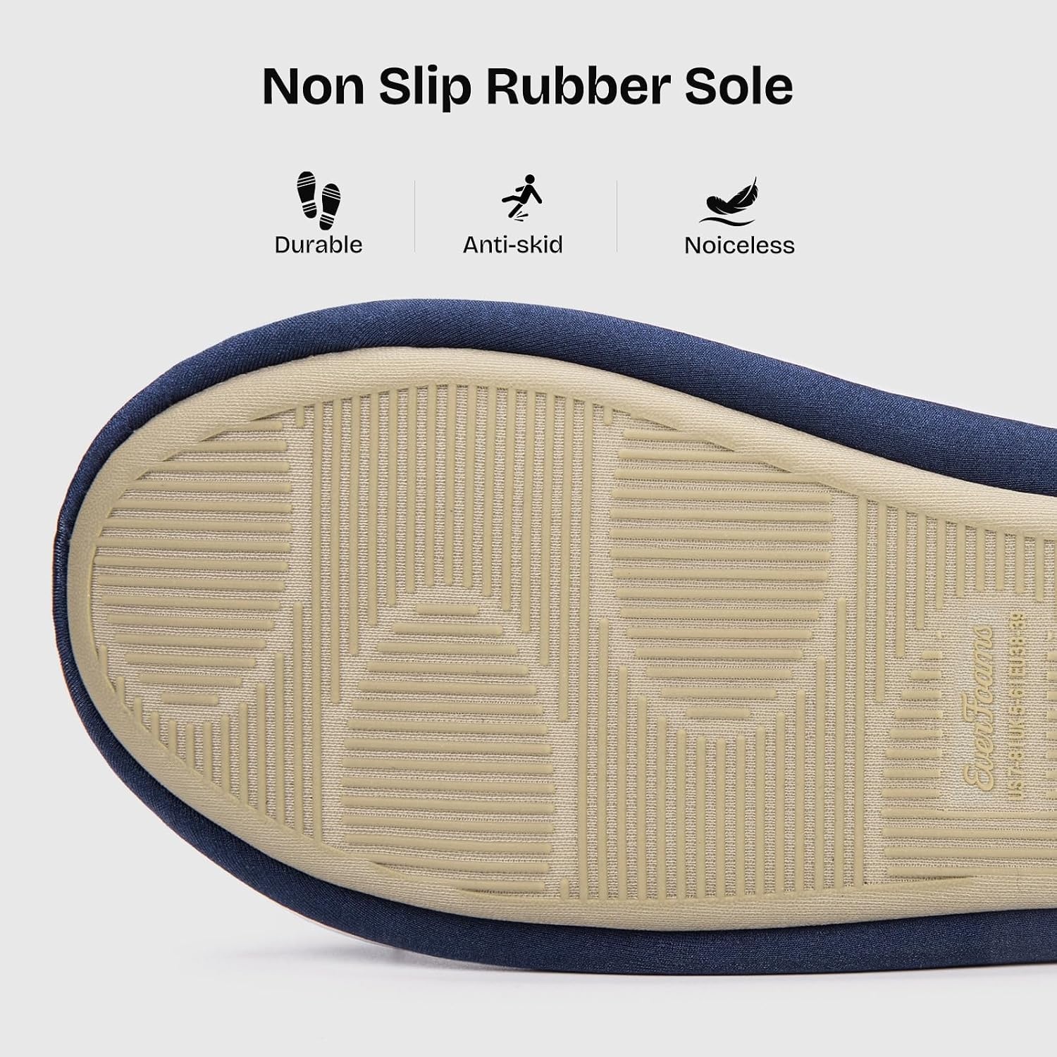 image:imageEverFoams Womens Satin Memory Foam Ballerina Slippers Comfortable House Indoor Shoes with Nonslip Rubber SoleNavy Blue