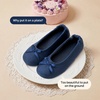 EverFoams Women’s Satin Memory Foam Ballerina Slippers Comfortable House Indoor Shoes with Non-slip Rubber Sole(Navy Blue)