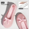 EverFoams Women’s Satin Memory Foam Ballerina Slippers Comfortable House Indoor Shoes with Non-slip Rubber Sole(Pink)