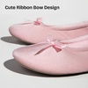 EverFoams Women’s Satin Memory Foam Ballerina Slippers Comfortable House Indoor Shoes with Non-slip Rubber Sole(Pink)